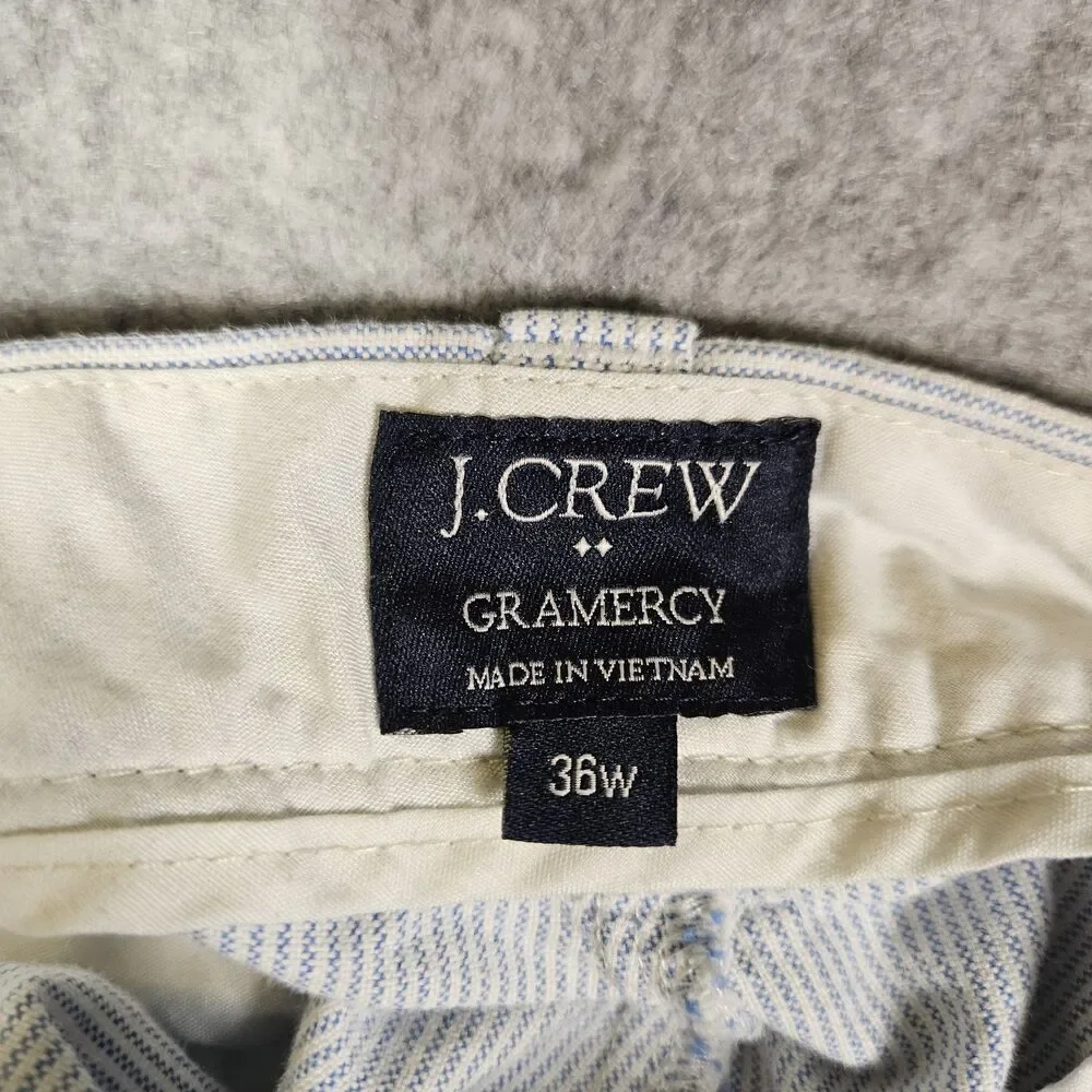 J‎ Crew Mens Blue Stripe Gramercy Flat Front Shorts Casual Preppy Comfort Sz 36W